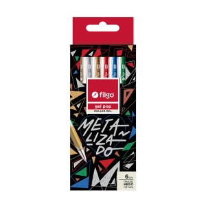 FILGO BOLIGRAFOS GEL POP METALIZADOS x 6u